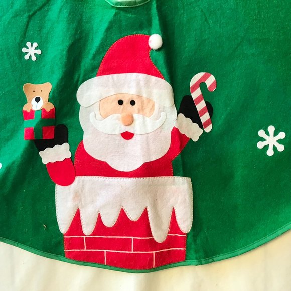 Vintage Christmas Tree Skirt Santa Chimney Felt Teddy Bear Candy Cane Snowflake - Picture 4 of 12